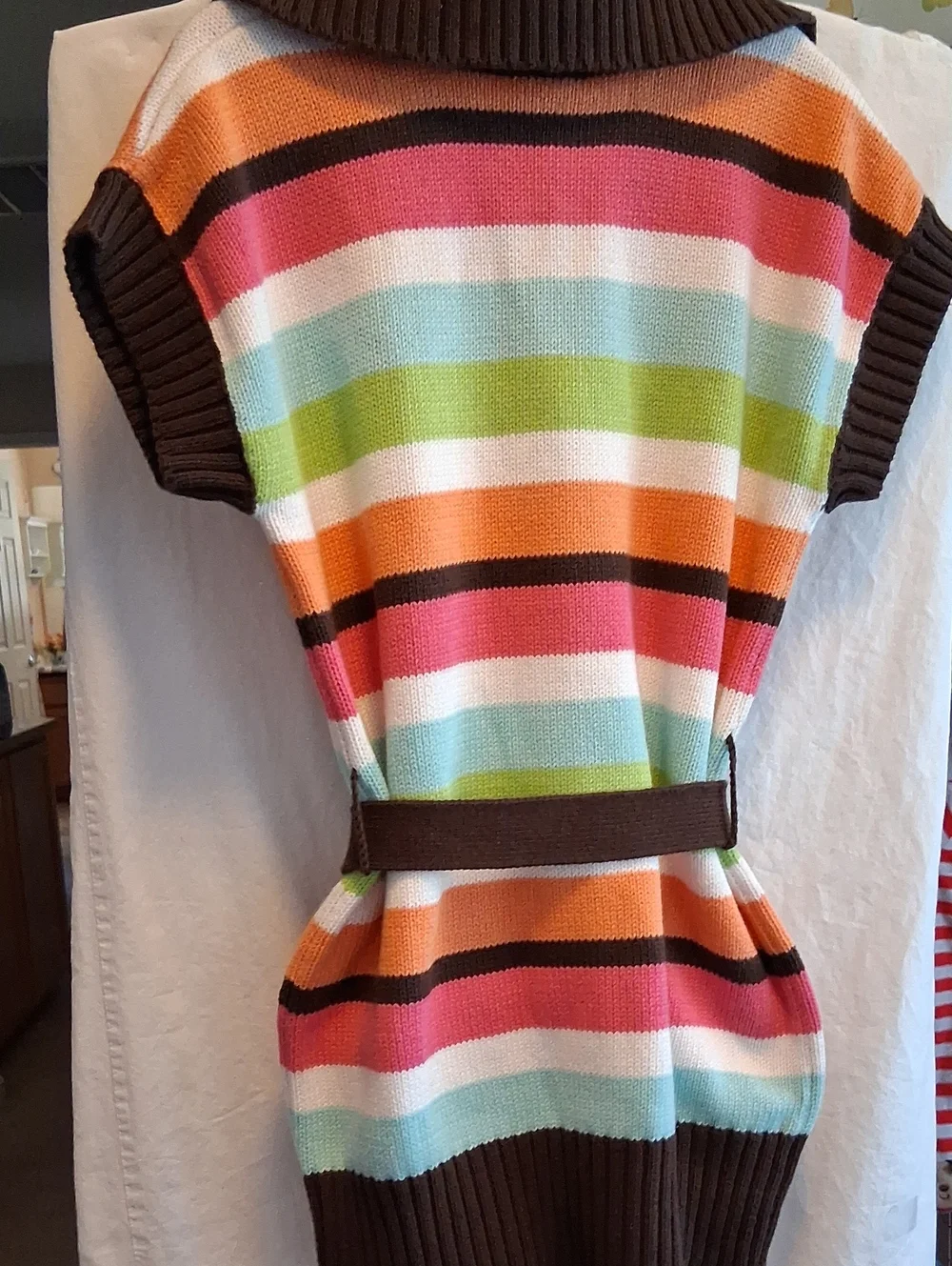 Gymboree Girls' Multicolor Striped Sweater Dress One-Piece with Belt S(5-6)